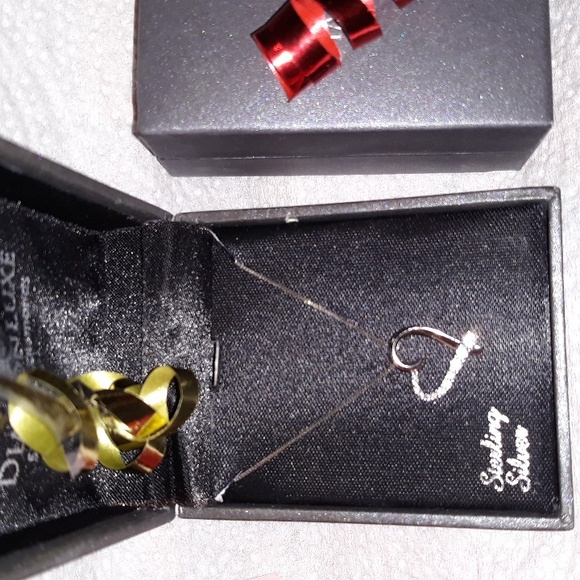 LUXE Diamond Sterling Silver  Heart Necklace 16"-18" Chain NEW NWT style 1 - Picture 3 of 6